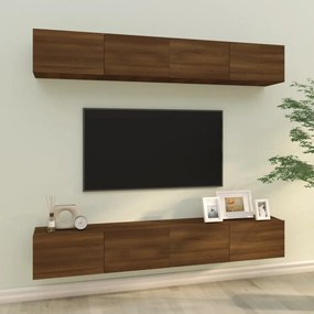 3114197 vidaXL Dulapuri TV de perete, 4 buc, stejar maro, 100x30x30 cm
