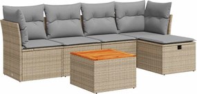 vidaXL Set canapele de grădină cu perne, 6 piese, bej, poliratan