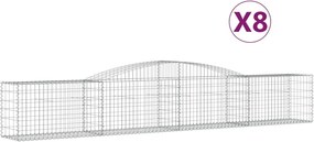vidaXL Coșuri gabion arcuite 8 buc, 400x50x60/80 cm, fier galvanizat