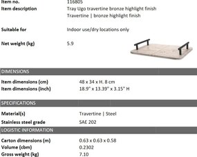 Tava, obiect decorativ design LUX Ugo travertin
