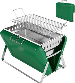 Outsunny Grătar pe cărbune pliabil, grătar portabil, mâner și picioare rabatabile, pentru grădină, terasă, camping, verde | Aosom Romania