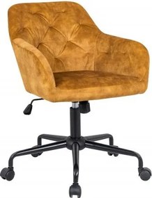 Scaun de birou elegant Dutch Comfort, catifea galben mustar