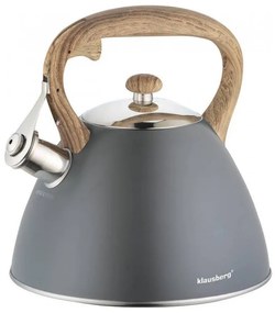 Ceainic Klausberg KB 7297, 3 litri, cu fluier, pentru plite cu inducție, din oțel inoxidabil gri
