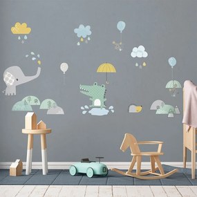 Autocolante de perete pentru camera copiilor Ambiance Animals in the Rain