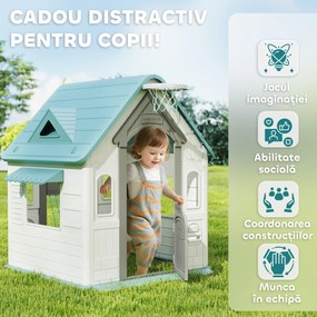 AIYAPLAY Căsuță de Joacă 5-în-1 pentru Copii, de Exterior și Interior, cu Coș de Baschet, Poartă de Fotbal, Tablă de Darts, Joc de Aruncare a Inelelor pentru Copii 2-5 Ani, Bej | Aosom Romania
