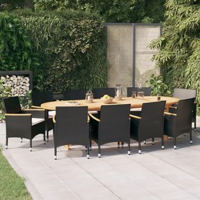 3103604 vidaXL Set mobilier de grădină cu perne, negru, 11 piese