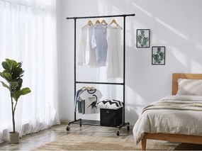 Raft de haine multifunctional negru pe roti RALVO