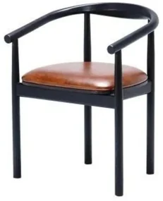 Scaun dining, maro, din piele naturala si lemn de stejar, Serenity