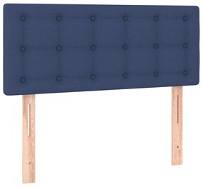 Pat cu arcuri, saltea si LED, albastru, 120x200 cm, textil Albastru, 100 x 200 cm, Nasturi de tapiterie