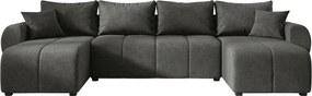 Coltar extensibil in forma de U SEVIO, gri inchis, 311x145 cm + 2 perne GRATUIT