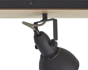 Spot de tavan negru cu lemn, cu 4 lumini, rotativ și înclinabil - Jakub