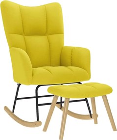 vidaXL Scaun balansoar cu taburet din material galben deschis