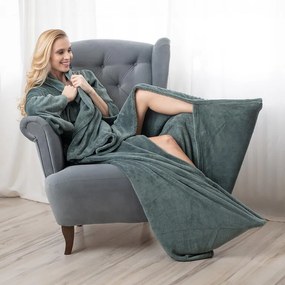 Pătură-halat din micropluş gri, 150 x 180 cm