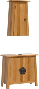 vidaXL Set mobilier de baie, 2 piese, lemn masiv de pin