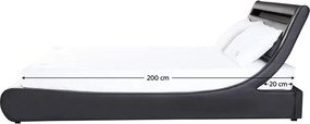 Pat matrimonial cu iluminare RGB LED, negru, 180x200, FELINA