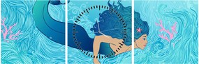 Tablou - Sirena (cu ceas) (90x30 cm)