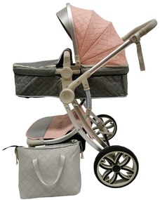 Carucior 2 in 1 cu landou transformabil in parte sport, 0-36 luni, Roz - CPC-15-roz