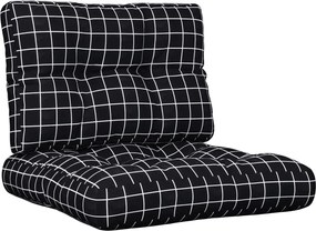 vidaXL Perne de paleți, 2 buc., negru carouri, textil