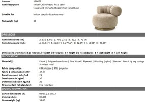 Fotoliu pivotant design elegant LUX Phedra, Lyssa sand