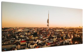 Tablou apusului de soare deasupra orașului Zizkov (120x50 cm)