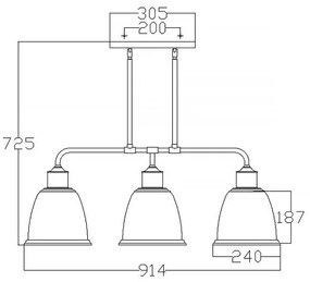 Lustră pe tijă Feiss FE-HOBSON-3P-SN HOBSON 3xE27/60W/230V