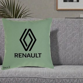 Perna Personalizata cu emblema Renault, 40x40 cm, Verde, Husa Detasabila, Perna Inclusa, BEKZ®
