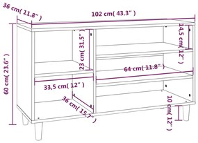 Pantofar, gri sonoma, 102x36x60 cm, lemn prelucrat sonoma gri, 1