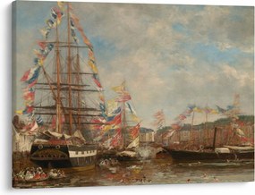 Tablou - Eugène Boudin, Festival in the Harbor of Honfleur, reproducere (70x50 cm)