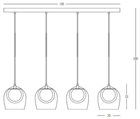 Lustra cu 4 pendule design modern LED LIGHT