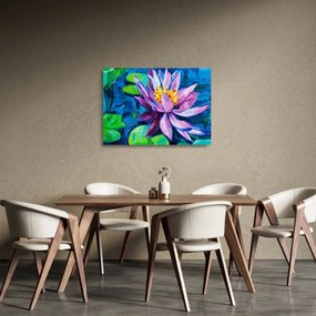 Tablou pe sticlă - Nufăr pe apă (70x50 cm)