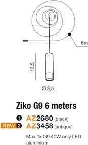 Accesoriu/ Cablu 6 metri cu dulie Ziko negru ZZ AZ2680