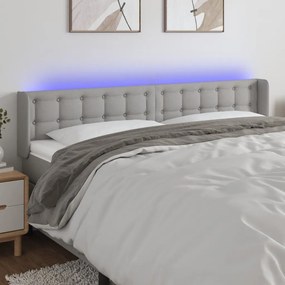 3123684 vidaXL Tăblie de pat cu LED, gri deschis, 183x16x78/88 cm, textil