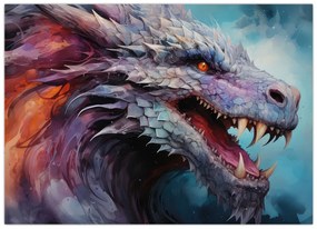 Tablou pe sticlă - Ilustrație a unui dragon (70x50 cm)