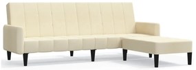 3080579 vidaXL Canapea extensibilă 2 locuri, cu taburet, crem, catifea
