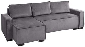 Canapea extensibila cu colt bilateral SMART VELVET, gri