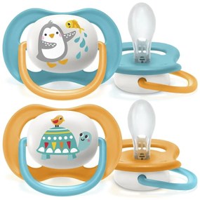 AVENT Suzeta Ultra Aer Animale, 6-18m - Pinguin / Broasca testoasa, albastru, portocaliu