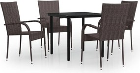 vidaXL Set mobilier de grădină, 5 piese, maro și negru
