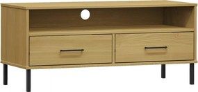 vidaXL Comodă TV cu picioare metalice „OSLO”, maro, lemn masiv pin