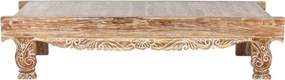 Măsuță de cafea dreptunghiulară din lemn de tec reciclat sculptat manual, natur, finisaj patinat, 45 x 200 x 70 cm, „Caldera” – Ethnic Collections