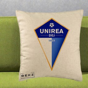 Perna Personalizata Unirea Dej 1921 Fotbal, 40x40 cm, Bej, Husa Detasabila, Perna Inclusa, BEKZ®