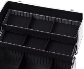 HOMCOM Cutie de Machiaj în 3 Nivele, Geantă Profesională pentru Cosmetică, 36,5x24x29 cm, Argintiu | Aosom Romania