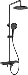 Mexen Frost set de duș montat pe perete cu duș de ploaie și baterie, negru - 78111-70