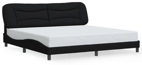 3207795 vidaXL Cadru de pat cu tăblie, negru, 200x200 cm, textil