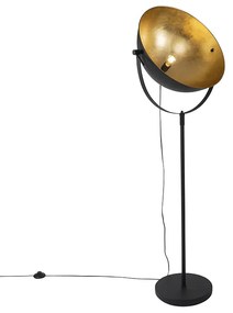 Lampă de podea industrială neagră 50 cm cu auriu reglabil - Magnax