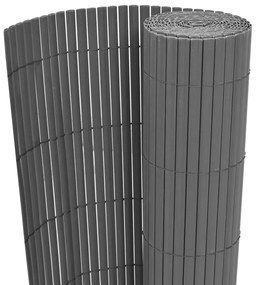 vidaXL Gard de grădină cu două fețe, gri, 90 x 300 cm, PVC