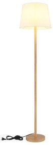Lampadar de podea metal aspect lemn abajur textil alb JORIS