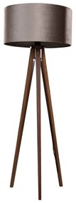 Lampă de podea cu trei picioare din lemn de nuc cu abajur din catifea taupe 50 cm - Tripod Classic