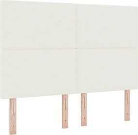 vidaXL Tăblie LED cu benzi LED Crem 160 cm Țesătură din corduroy