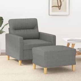 3153414 vidaXL Fotoliu canapea cu taburet, gri închis, 60 cm, textil