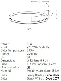 Plafoniera LED design modern Lamb alb 52,5cm